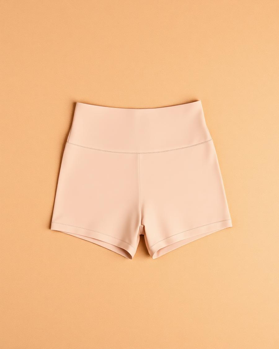 Nude seamless high-waist shaping shorts photographed flat
